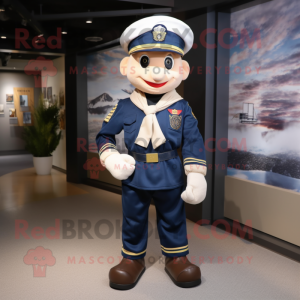 Navy American Soldier mascot costume character dressed with a Trousers and Scarves