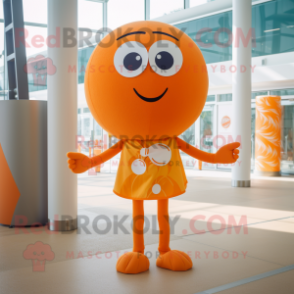 Orange Volleyball Ball mascot costume character dressed with a One-Piece Swimsuit and Bow ties