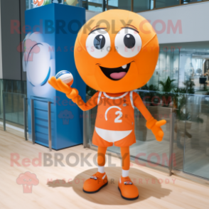 Orange Volleyball Ball mascot costume character dressed with a One-Piece Swimsuit and Bow ties