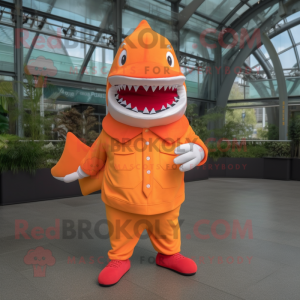 Orange Shark maskot kostym...