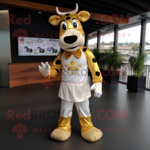 Gold Holstein Cow maskot...
