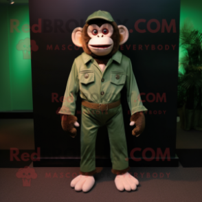 Green Capuchin Monkey mascot costume character dressed with a Corduroy Pants and Ties