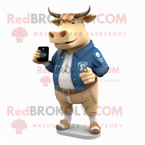 Beige Bull mascotte kostuum...