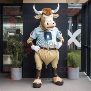 Beige Bull mascotte kostuum...