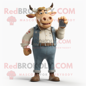 Beige Bull maskot kostume...