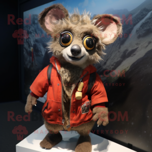 Rust Aye-Aye mascot costume character dressed with a Parka and Keychains