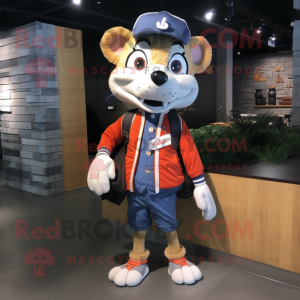 nan Ray mascot costume character dressed with a Jacket and Messenger bags