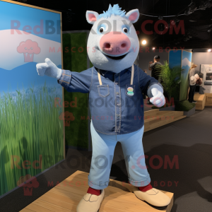 Cyan Sow mascotte kostuum...