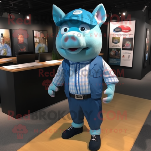 Cyan Sow maskot drakt figur...