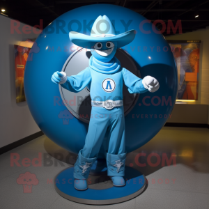 Cyan Cowboy maskot kostym...