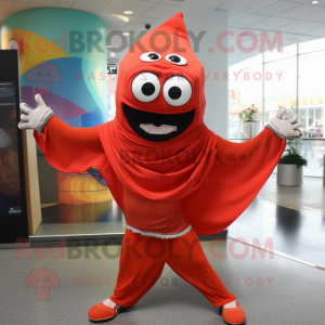 Red Ceviche mascot costume character dressed with a Yoga Pants and Scarf clips