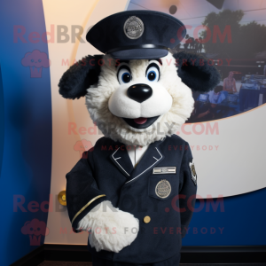 Navy Shepard'S Pie mascot costume character dressed with a Suit Jacket and Caps