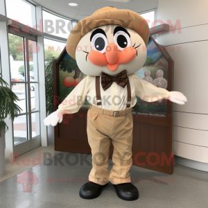 Peach Oyster mascot costume character dressed with a Cargo Pants and Bow ties