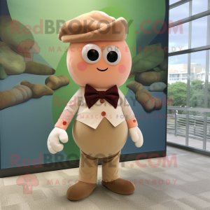 Peach Oyster mascot costume character dressed with a Cargo Pants and Bow ties