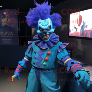 Blue Evil Clown maskotdräkt...