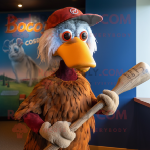 Rust Dodo Bird mascot costume character dressed with a Baseball Tee and Ties