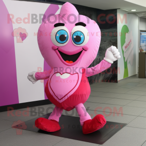 Pink Heart maskot kostume...