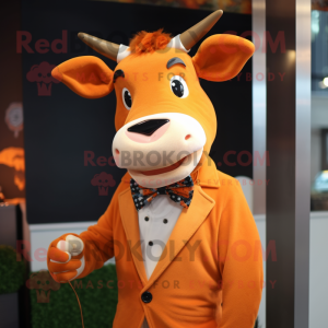 Orange Jersey Cow mascotte...