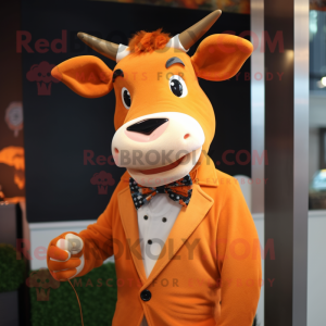 Orange Jersey Cow maskot...