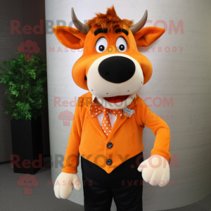 Orange Jersey Cow maskot...