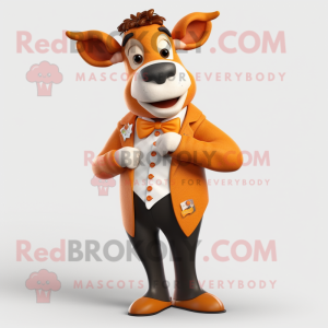 Orange Jersey Cow maskot...