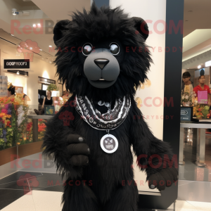 Black Lion mascot costume character dressed with a Dress and Scarf clips