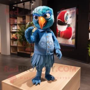 nan Macaw mascot costume character dressed with a Playsuit and Eyeglasses
