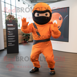 Orange ninja maskot kostume...