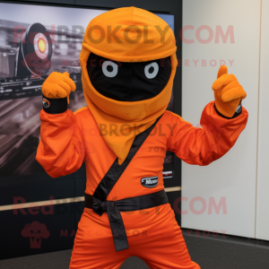 Orange ninja maskot kostume...