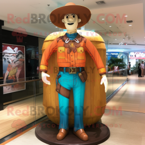 nan Cowboy mascot costume character dressed with a One-Piece Swimsuit and Digital watches