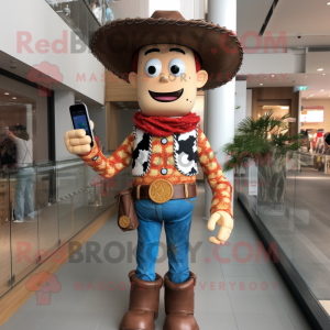 nan Cowboy mascot costume character dressed with a One-Piece Swimsuit and Digital watches