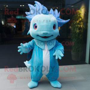 Blå Axolotls maskot kostume...