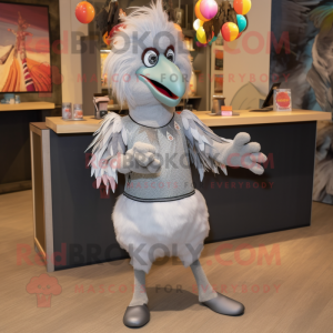 Silver Hens mascot costume character dressed with a Capri Pants and Bracelets