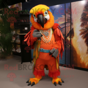 Orange Macaw maskot kostume...