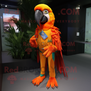 Orange Macaw mascot costume character dressed with a Trousers and Bracelets