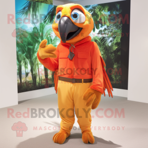 Orange Macaw mascot costume character dressed with a Trousers and Bracelets