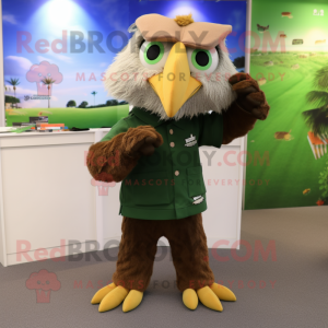 Olive Eagle mascot costume character dressed with a Capri Pants and Keychains