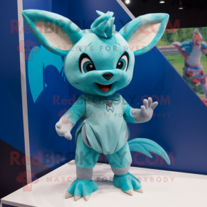 Cyan Bat mascotte kostuum...