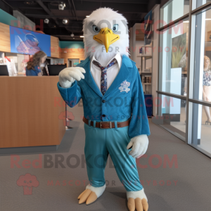 Cyan Bald Eagle maskot...