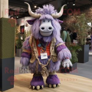 Lavendel Yak maskot kostume...