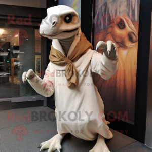 Cream Utahraptor maskot...