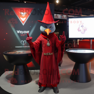 Red Magician mascot costume character dressed with a V-Neck Tee and Keychains