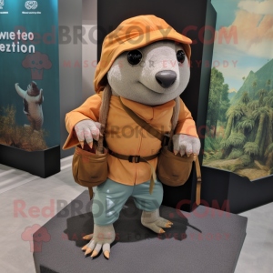 Rust Glyptodon mascot costume character dressed with a Cargo Pants and Shawls