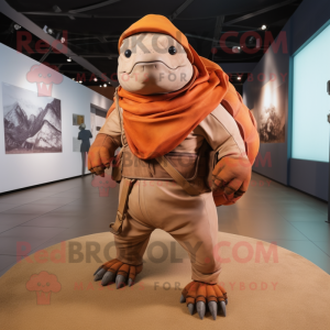 Rust Glyptodon mascot costume character dressed with a Cargo Pants and Shawls