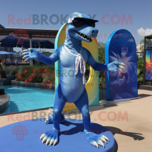 Blauw Deinonychus mascotte...