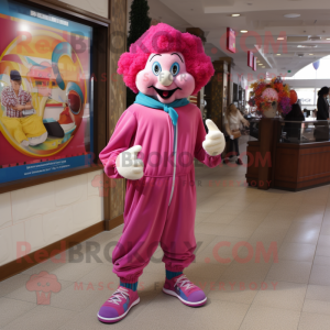 Rosa clown maskot kostym...