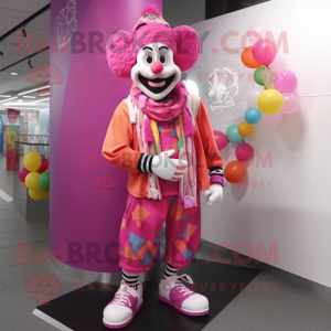 Roze clown mascotte kostuum...