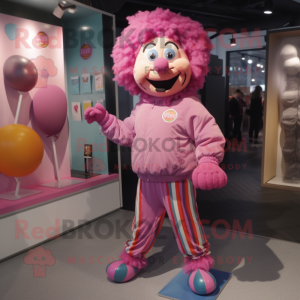 Rosa clown maskot kostym...