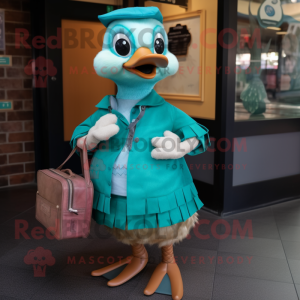 Teal Gosling maskot kostume...