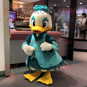 Teal Gosling maskot kostume...